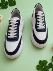 Hakiki Deri Erkek Beyaz Bordo Casual Spor Ayakkabı