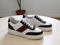 Hakiki Deri Erkek Beyaz Bordo Casual Spor Ayakkabı