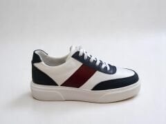 Hakiki Deri Erkek Beyaz Bordo Casual Spor Ayakkabı