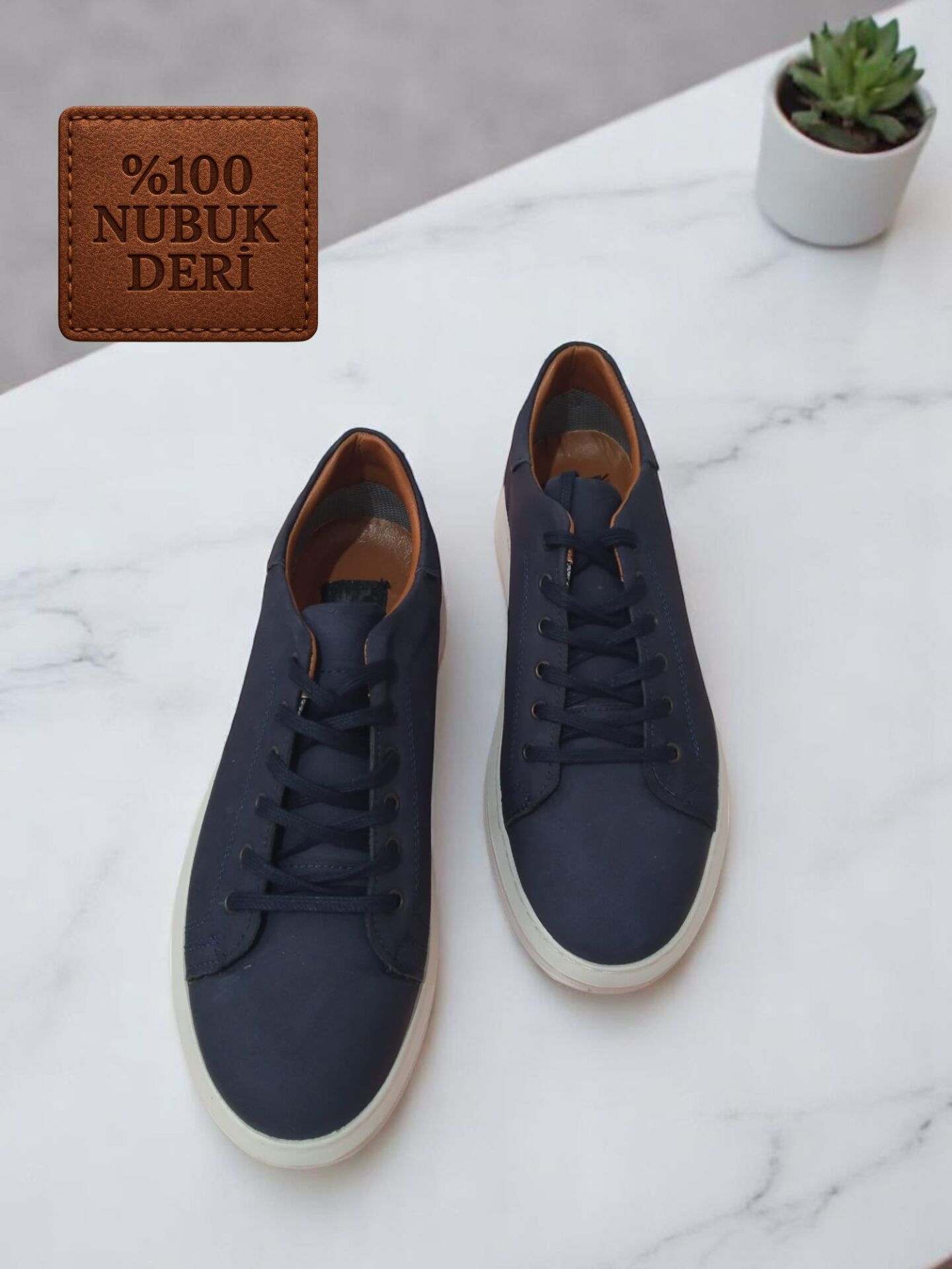 Hakiki Nubuk Deri Casual Mavi Erkek Ayakkabı