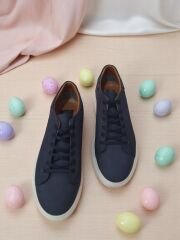 Hakiki Nubuk Deri Casual Mavi Erkek Ayakkabı