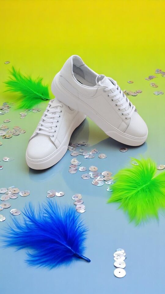 Hakiki Deri Beyaz Erkek Casual Ayakkabı