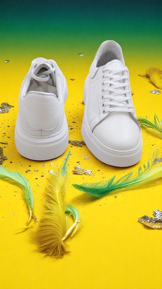 Hakiki Deri Beyaz Erkek Casual Ayakkabı