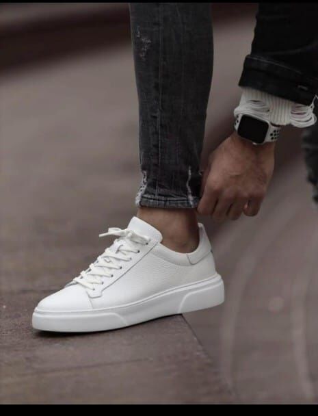 Hakiki Deri Beyaz Erkek Casual Ayakkabı